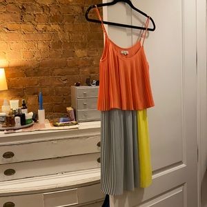 Parker pleated neon party dress